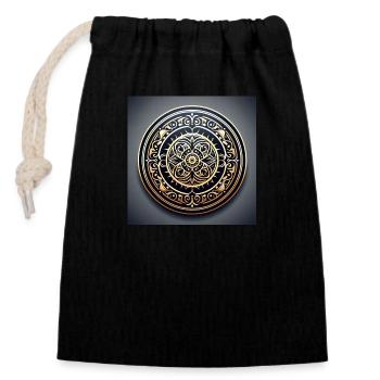 Vintage - Closable cotton gift bag (14x20cm) - black - Front