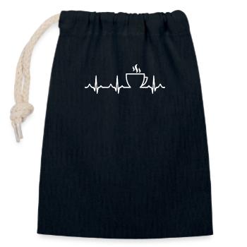 Battement de cœur du café Battement de cœur du café - Sac cadeau en coton avec cordon (14 x 20 cm) - bleu marine - Devant