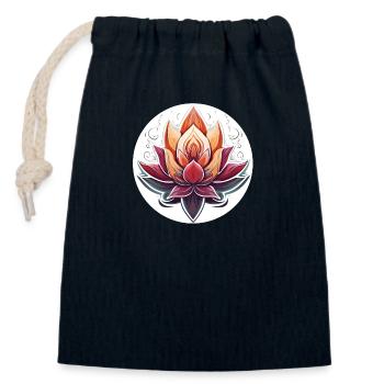 ZenLotus Bloom - Verschließbarer Geschenkbeutel aus Baumwolle (14x20cm) - Navy - Vorne