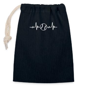 Battements de cœur de baseball - Sac cadeau en coton avec cordon (14 x 20 cm) - bleu marine - Devant