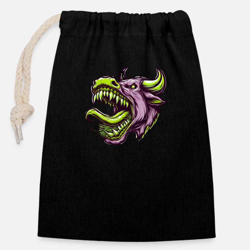 Killer Cow - Closable cotton gift bag (14x20cm) - black