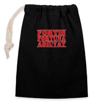 fortis fortuna adiuvat - Closable cotton gift bag (14x20cm) - black - Front