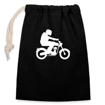 Motorrad Motorradfan Motorradfahrer Motorcross - Verschließbarer Geschenkbeutel aus Baumwolle (14x20cm) - Schwarz - Vorne