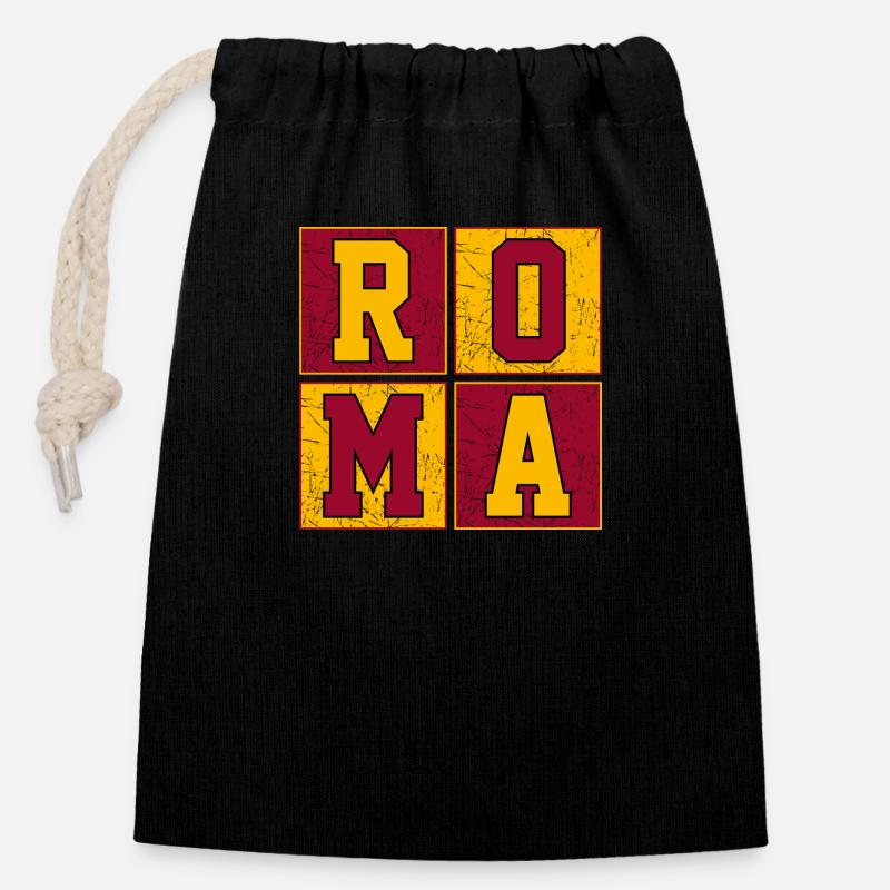 Roma - Verschließbarer Geschenkbeutel aus Baumwolle (14x20cm) - Schwarz