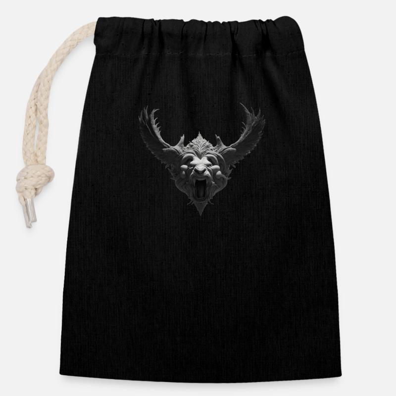 Bête - Sac cadeau en coton avec cordon (14 x 20 cm) - noir