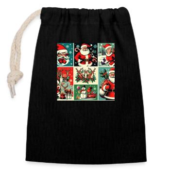 Christmas Frame - Closable cotton gift bag (14x20cm) - black - Front