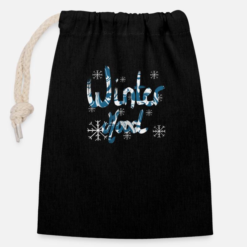 Winter mood - Sac cadeau en coton avec cordon (14 x 20 cm) - noir