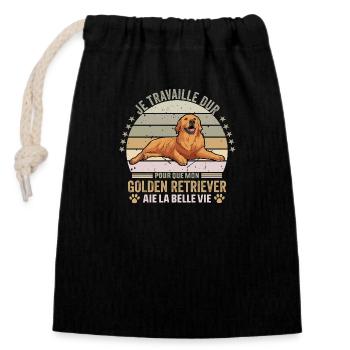 je travaille dur pour que mon Golden Retriever - Sac cadeau en coton avec cordon (14 x 20 cm) - noir - Devant
