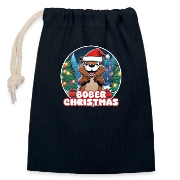 Bober Christmas - Verschließbarer Geschenkbeutel aus Baumwolle (14x20cm) - Navy - Vorne