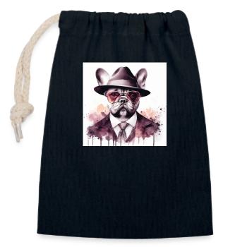 Bully the Godfather - Closable cotton gift bag (14x20cm) - navy - Front