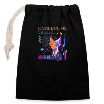 Zukunft Android Technik - Verschließbarer Geschenkbeutel aus Baumwolle (14x20cm) - Schwarz - Vorne