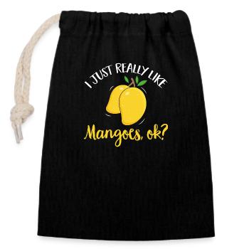 Mango Frucht Mango - Verschließbarer Geschenkbeutel aus Baumwolle (14x20cm) - Schwarz - Vorne