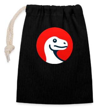 Baby dinosaur in red circle - Sac cadeau en coton avec cordon (14 x 20 cm) - noir - Devant