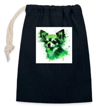 Chihuahua Love - Closable cotton gift bag (14x20cm) - navy - Front