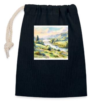 Watercolor Painting - Closable cotton gift bag (14x20cm) - navy - Front