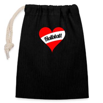 Hallstatt Heart - Closable cotton gift bag (14x20cm) - black - Front