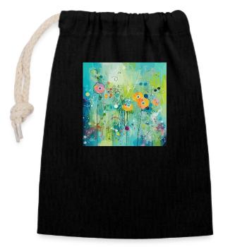 Blossom Bliss - Closable cotton gift bag (14x20cm) - black - Front