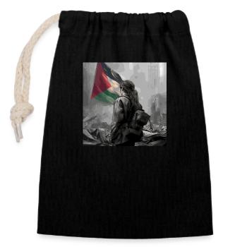 Freedom Free Palestine - Closable cotton gift bag (14x20cm) - black - Front