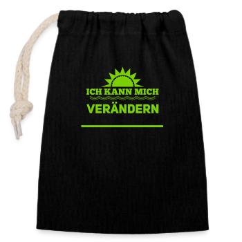 Veränderung ist möglich - Verschließbarer Geschenkbeutel aus Baumwolle (14x20cm) - Schwarz - Vorne