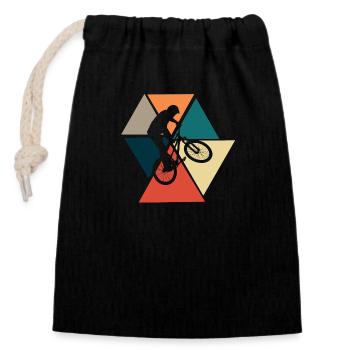 Vélo rétro vintage - idée cadeau bike - Sac cadeau en coton avec cordon (14 x 20 cm) - noir - Devant