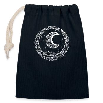 Tribal moon in round design - Closable cotton gift bag (14x20cm) - navy - Front