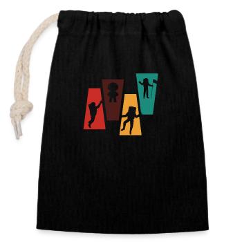 Astronaute rétro vintage - idée cadeau astronaute - Sac cadeau en coton avec cordon (14 x 20 cm) - noir - Devant