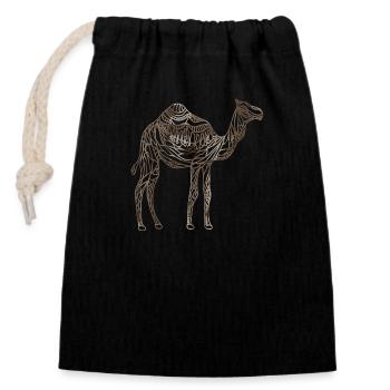 Camel - Closable cotton gift bag (14x20cm) - black - Front