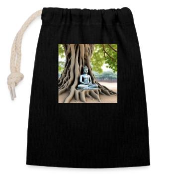 Buddha - Verschließbarer Geschenkbeutel aus Baumwolle (14x20cm) - Schwarz - Vorne