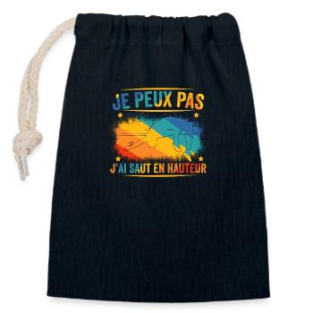 je peux pas j'ai saut en hauteur - Sac cadeau en coton avec cordon (14 x 20 cm) - bleu marine - Devant