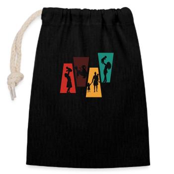 Maman rétro vintage-idée cadeau maman - Sac cadeau en coton avec cordon (14 x 20 cm) - noir - Devant