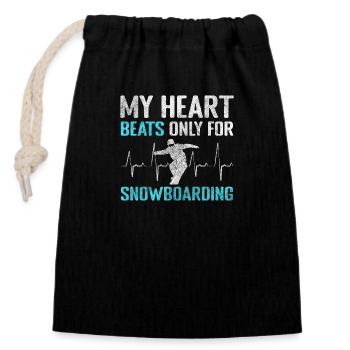 Snowboarder Schnee Berg Winterurlaub - Verschließbarer Geschenkbeutel aus Baumwolle (14x20cm) - Schwarz - Vorne