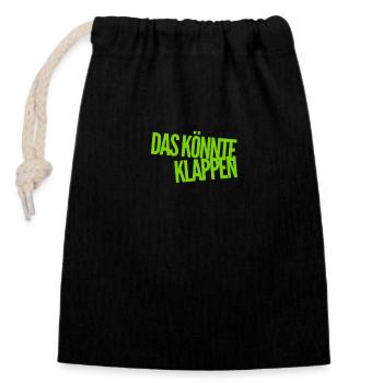 vielleicht klappt es ja - Verschließbarer Geschenkbeutel aus Baumwolle (14x20cm) - Schwarz - Vorne