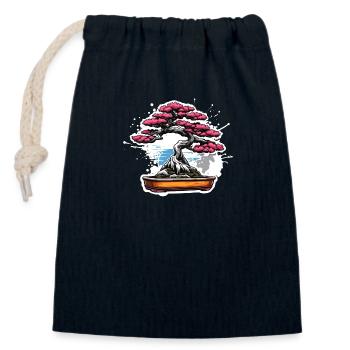 Bonsai / Baum / Miniatur / Japanisch / klein - Verschließbarer Geschenkbeutel aus Baumwolle (14x20cm) - Navy - Vorne