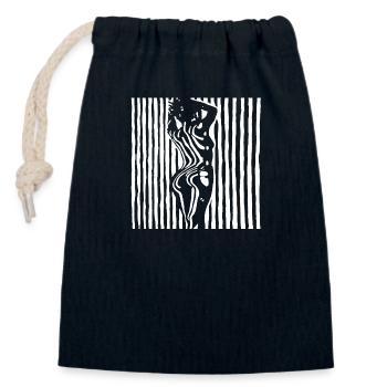 Beautiful female paint art zebra colorful woman - Closable cotton gift bag (14x20cm) - navy - Front