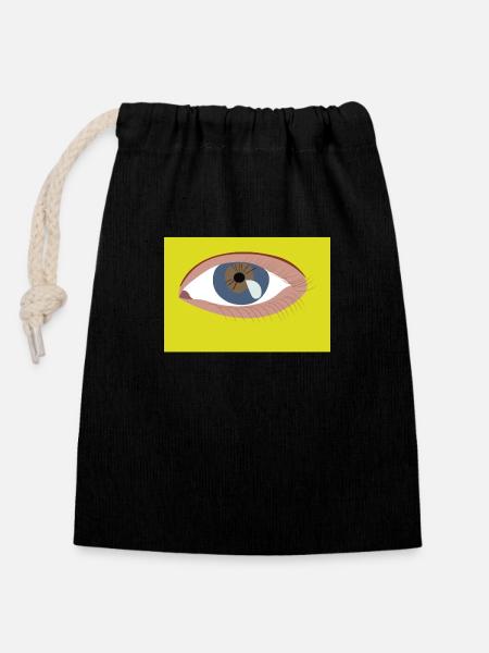 Auge - Verschließbarer Geschenkbeutel aus Baumwolle (14x20cm) - Schwarz