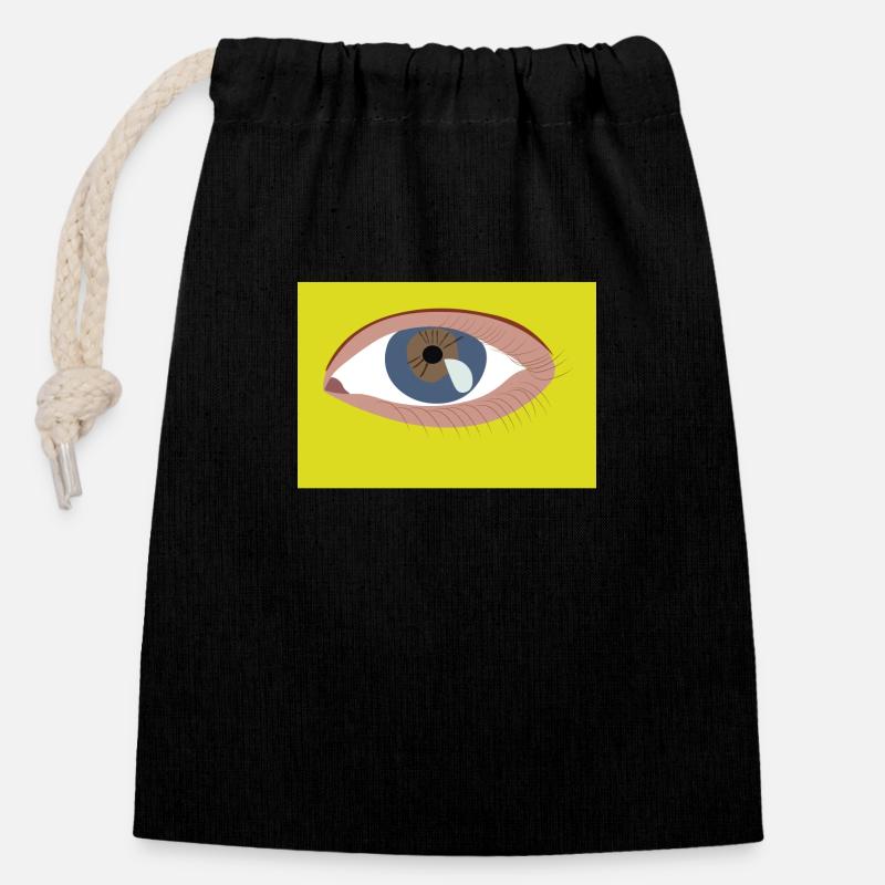 Oeil - Sac cadeau en coton avec cordon (14 x 20 cm) - noir