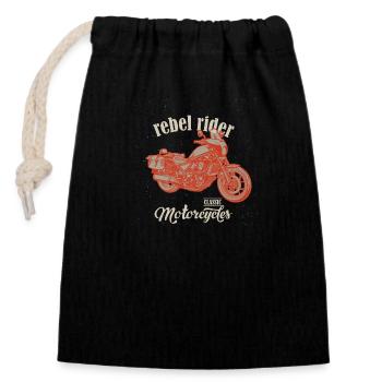 Chopper // Custom // Motorcycle - Closable cotton gift bag (14x20cm) - black - Front