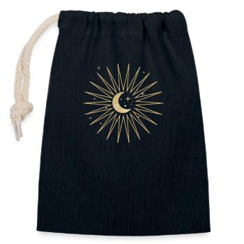Stern, Mond, Sonne - Verschließbarer Geschenkbeutel aus Baumwolle (14x20cm) - Navy - Vorne