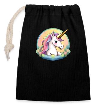 Cartoon Unicorn - Closable cotton gift bag (14x20cm) - black - Front