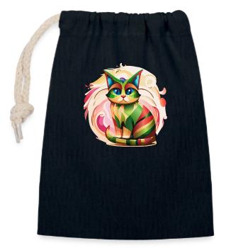 Color Burst Cat - Verschließbarer Geschenkbeutel aus Baumwolle (14x20cm) - Navy - Vorne