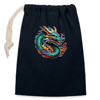 Asiatischer Drache - Japan - Chinesisch - Verschließbarer Geschenkbeutel aus Baumwolle (14x20cm) - Navy - Vorne