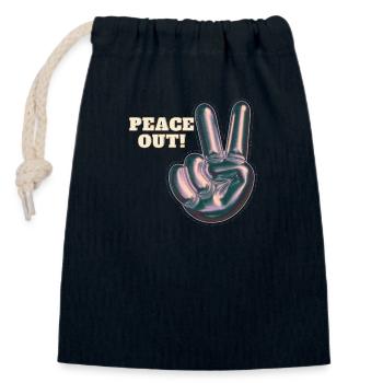 Peace out! - Verschließbarer Geschenkbeutel aus Baumwolle (14x20cm) - Navy - Vorne