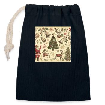 Design d’hiver - Sac cadeau en coton avec cordon (14 x 20 cm) - bleu marine - Devant