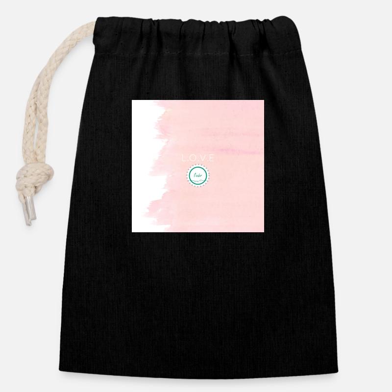 Amour - Sac cadeau en coton avec cordon (14 x 20 cm) - noir