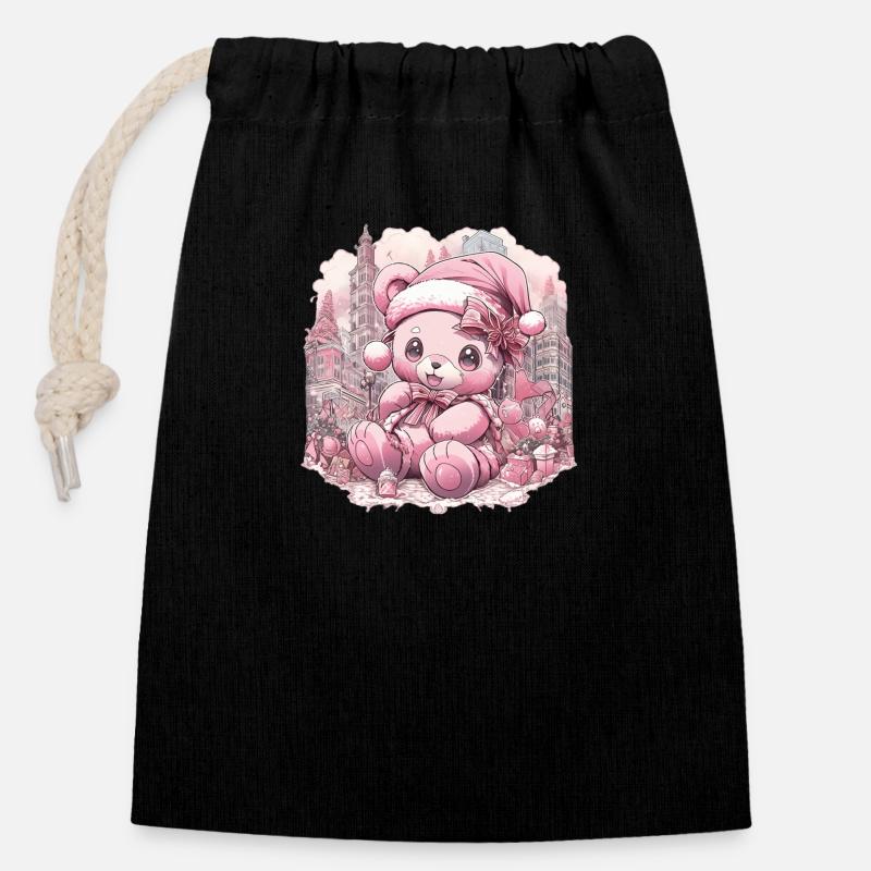 Teddy rose 1 - Sac cadeau en coton avec cordon (14 x 20 cm) - noir