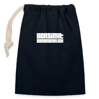 Vorsicht zerbrechlich - Verschließbarer Geschenkbeutel aus Baumwolle (14x20cm) - Navy - Vorne