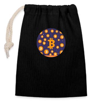 Bitcoin Cosmos - Closable cotton gift bag (14x20cm) - black - Front