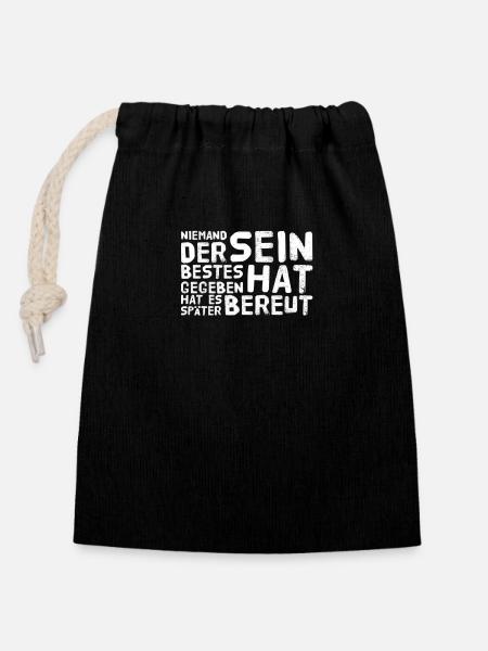 gib dein Bestes - Verschließbarer Geschenkbeutel aus Baumwolle (14x20cm) - Schwarz
