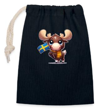 Süßer Elch mit der Flagge von Schweden - Verschließbarer Geschenkbeutel aus Baumwolle (14x20cm) - Navy - Vorne