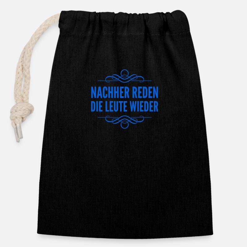 die Leute reden wieder - Verschließbarer Geschenkbeutel aus Baumwolle (14x20cm) - Schwarz